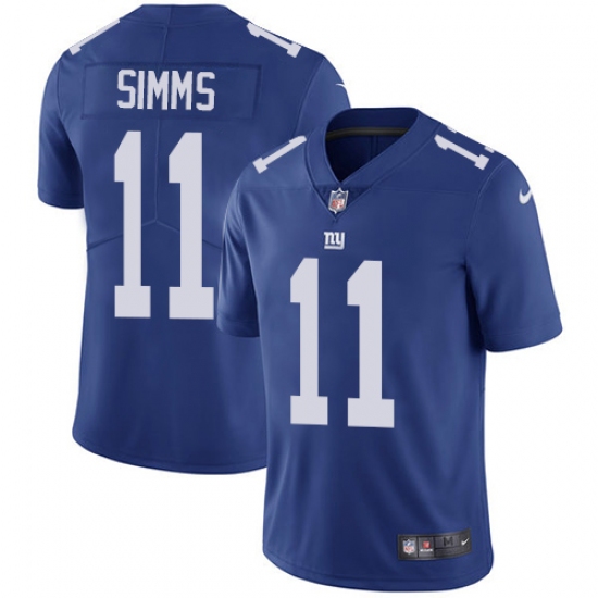 Youth Nike New York Giants #11 Phil Simms Royal Blue Team Color Vapor Untouchable Limited Player NFL Jersey - Ujersey