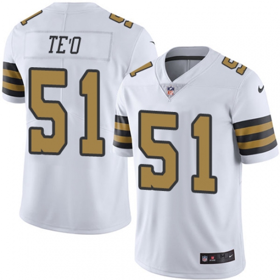 Youth Nike New Orleans Saints #51 Manti Te'o Limited White Rush Vapor Untouchable NFL Jersey - Ujersey