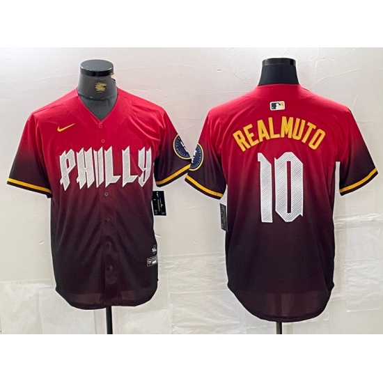 Men's Philadelphia Phillies #10 JT Realmuto Red 2024 City Cool Base Jersey - Ujersey