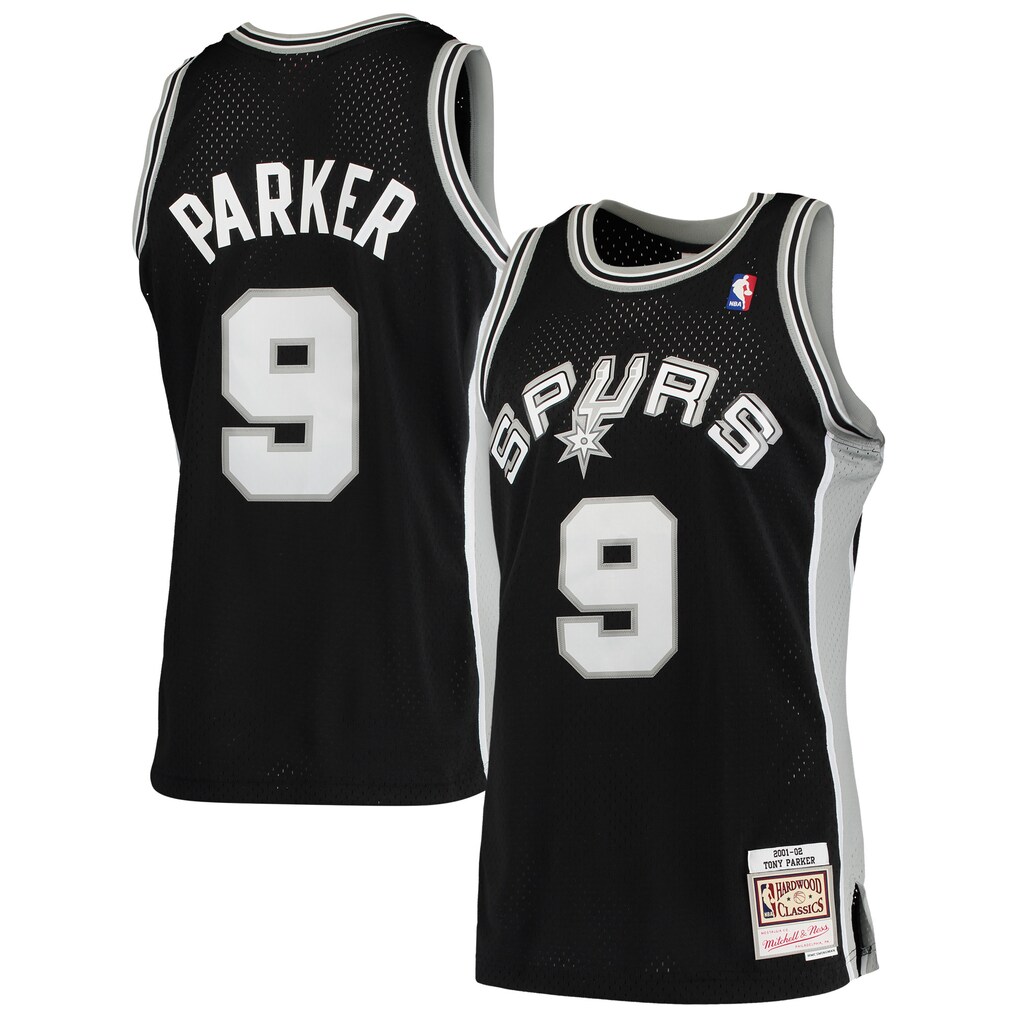 Men's San Antonio Spurs Tony Parker Mitchell & Ness Black Hardwood Classics Swingman Jersey - Ujersey Shop