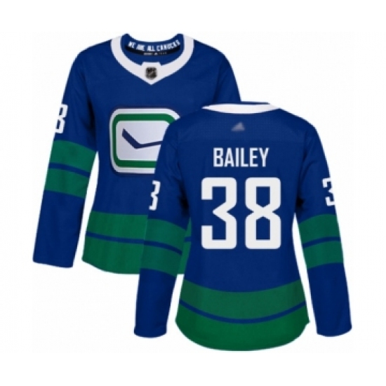 Women's Vancouver Canucks #38 Justin Bailey Authentic Royal Blue Alternate Hockey Jersey - Ujersey