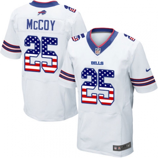 Men's Nike Buffalo Bills #25 LeSean McCoy Elite White Road USA Flag Fashion NFL Jersey - ujerseystore