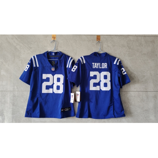 Women's Indianapolis Colts #28 Jonathan Taylor Blue 2024 F.U.S.E. Vapor Stitched Jersey(Run Small) - Ujersey