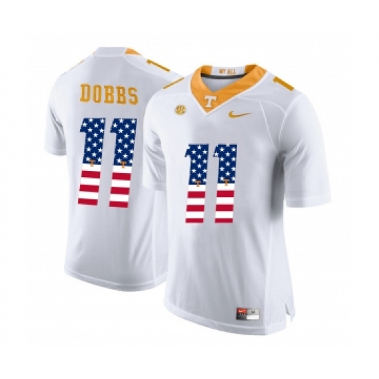 Tennessee Volunteers 11 Joshua Dobbs White USA Flag College Football Jersey - Ujersey
