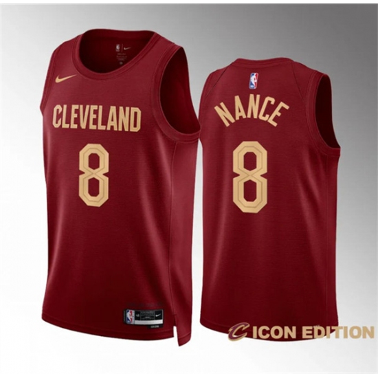 Men's Cleveland Cavaliers #8 Pete Nance Wine Icon Edition Stitched Jersey - Ujersey