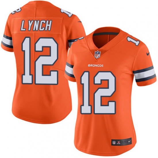 Women's Nike Denver Broncos #12 Paxton Lynch Limited Orange Rush Vapor Untouchable NFL Jersey - Ujersey