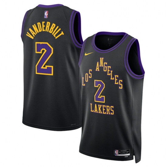 Men's Los Angeles Lakers #2 Jarred Vanderbilt Black 2025-26 City Edition Stitched Basketball Jersey - Ujersey