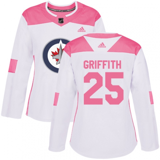 Women's Adidas Winnipeg Jets #25 Seth Griffith Authentic White Pink Fashion NHL Jersey - Ujersey