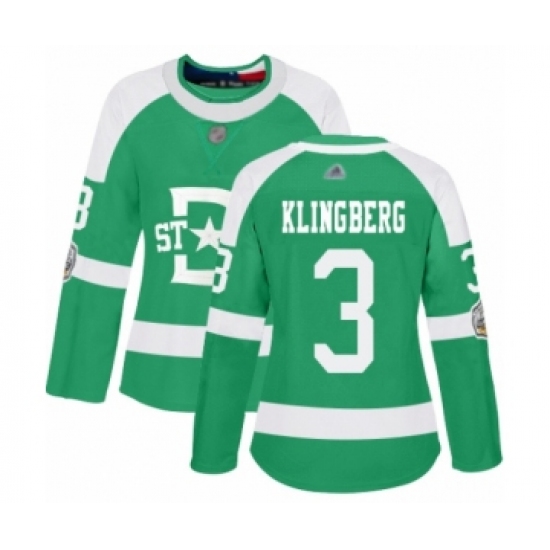 Women's Dallas Stars #3 John Klingberg Authentic Green 2020 Winter Classic Hockey Jersey - Ujersey