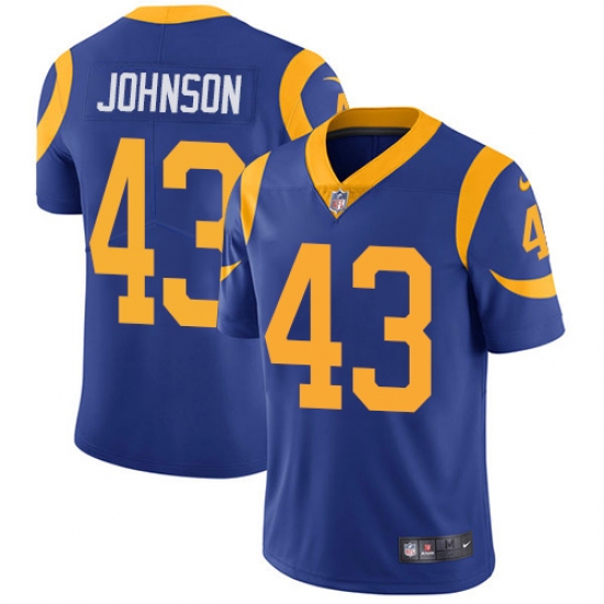Men's Nike Los Angeles Rams #43 John Johnson Royal Blue Alternate Vapor Untouchable Limited Player NFL Jersey - Ujersey