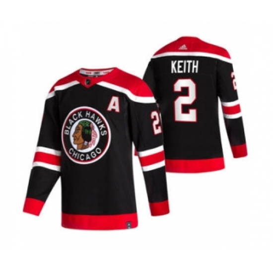 Men's Chicago Blackhawks #2 Duncan Keith Black 2020-21 Reverse Retro Alternate Hockey Jersey