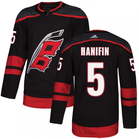 Men's Adidas Carolina Hurricanes #5 Noah Hanifin Premier Black Alternate NHL Jersey - Ujersey