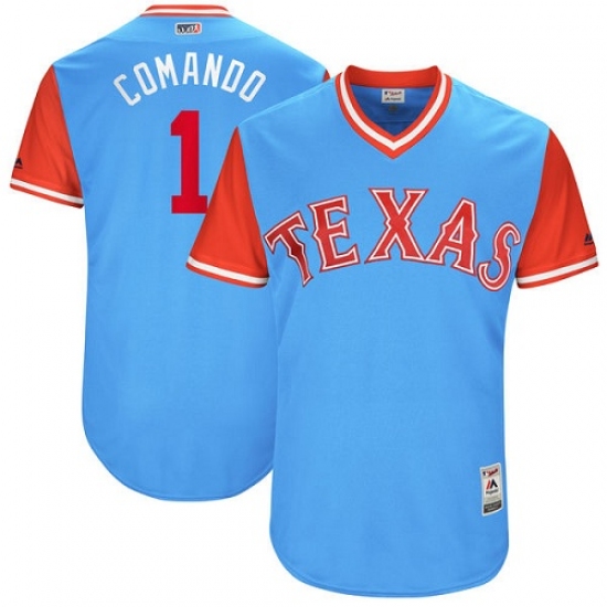 Men's Majestic Texas Rangers #1 Elvis Andrus 