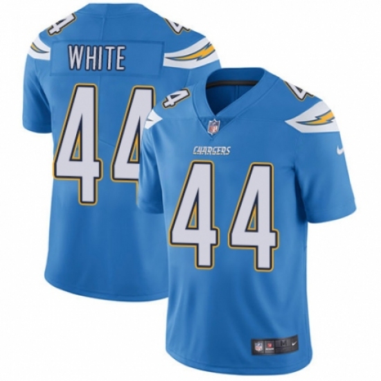 Men's Nike Los Angeles Chargers #44 Kyzir White Electric Blue Alternate Vapor Untouchable Limited Player NFL Jersey - Ujersey