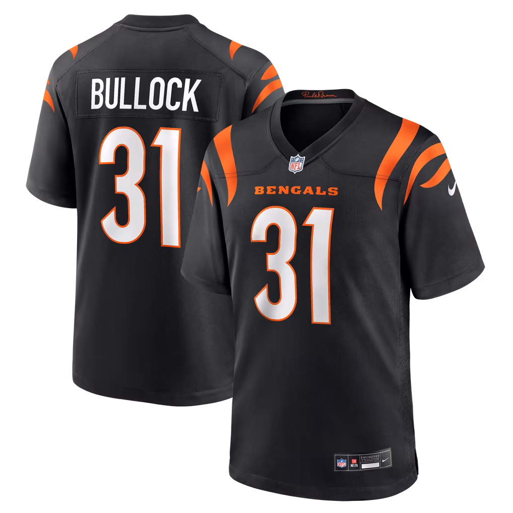 Men's Cincinnati Bengals Kentrel Bullock Nike Black Team Game Jersey - U-jersey