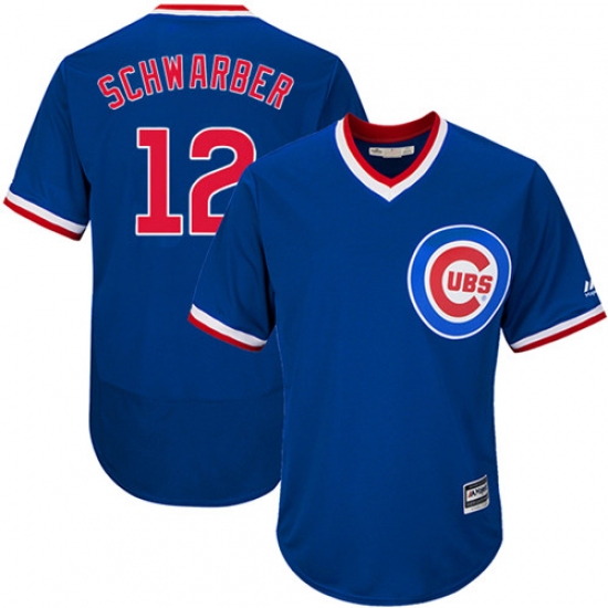 Men's Majestic Chicago Cubs #12 Kyle Schwarber Royal Blue Flexbase Authentic Collection Cooperstown MLB Jersey - Ujersey