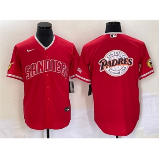 Men's San Diego Padres Red Team Big Logo Cool Base Stitched Baseball Jersey - Ujersey