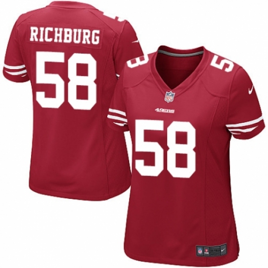 Women's Nike San Francisco 49ers #58 Weston Richburg Game Red Team Color NFL Jersey - Ujersey
