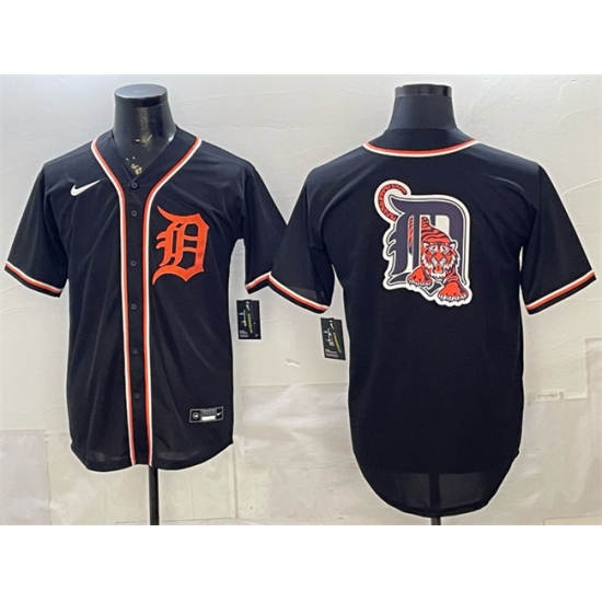 Men's Detroit Tigers Team Big Logo 2026 Fashion Replica Black Out Stitched Baseball Jersey - Ujersey