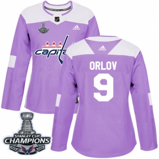 Women's Adidas Washington Capitals #9 Dmitry Orlov Authentic Purple Fights Cancer Practice 2018 Stanley Cup Final Champions NHL Jersey - Ujersey