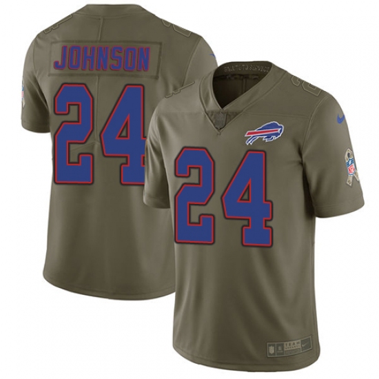 Youth Nike Buffalo Bills #24 Leonard Johnson Limited Olive 2017 Salute to Service NFL Jersey - Ujersey