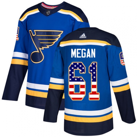 Youth Adidas St. Louis Blues #61 Wade Megan Authentic Blue USA Flag Fashion NHL Jersey - Ujersey