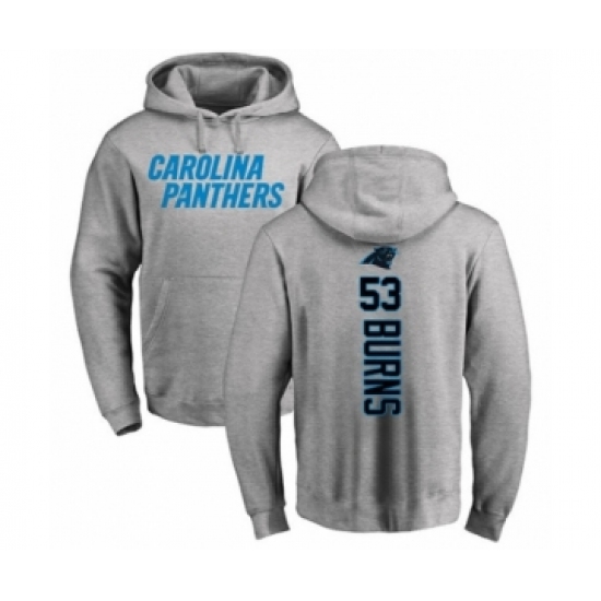 Football Carolina Panthers #53 Brian Burns Ash Backer Pullover Hoodie - Ujersey