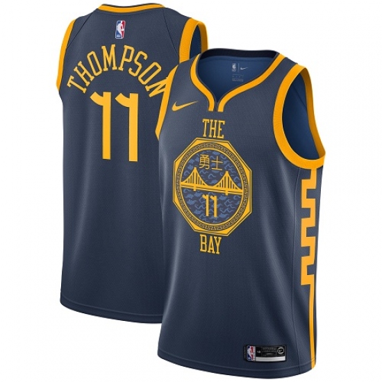Women's Nike Golden State Warriors #11 Klay Thompson Swingman Navy Blue NBA Jersey - City Edition - Ujersey