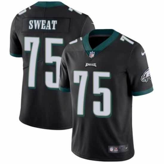 Men's Nike Philadelphia Eagles #75 Josh Sweat Black Alternate Vapor Untouchable Limited Player NFL Jersey - Ujersey