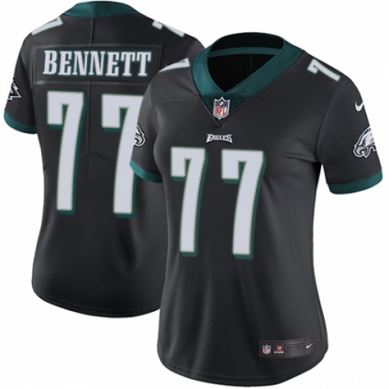 Women's Nike Philadelphia Eagles #77 Michael Bennett Black Alternate Vapor Untouchable Limited Player NFL Jersey - Ujersey