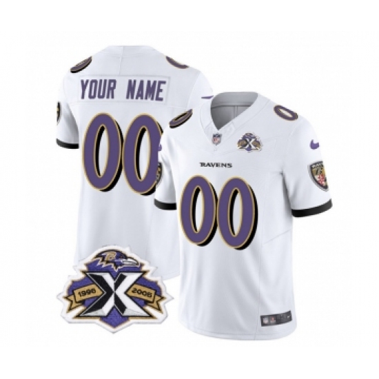 Men's Nike Baltimore Ravens Active Player Custom White 2023 F.U.S.E Throwback Vapor Limited Stitched Jersey - Ujersey