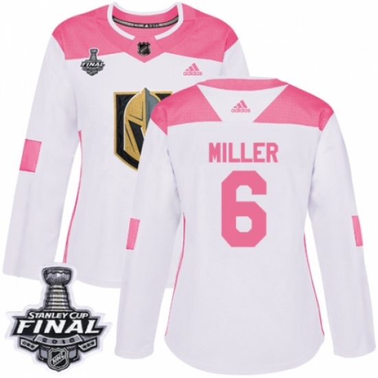 Women's Adidas Vegas Golden Knights #6 Colin Miller Authentic White/Pink Fashion 2018 Stanley Cup Final NHL Jersey - Ujersey