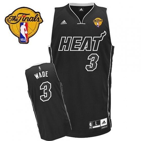 Men's Adidas Miami Heat #3 Dwyane Wade Swingman Black Shadow Finals Patch NBA Jersey - Ujersey