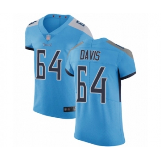 Men's Tennessee Titans #64 Nate Davis Light Blue Alternate Vapor Untouchable Elite Player Football Jersey - Ujersey
