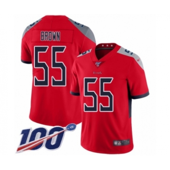 Men's Tennessee Titans #55 Jayon Brown Limited Red Inverted Legend 100th Season Football Jersey - Ujersey