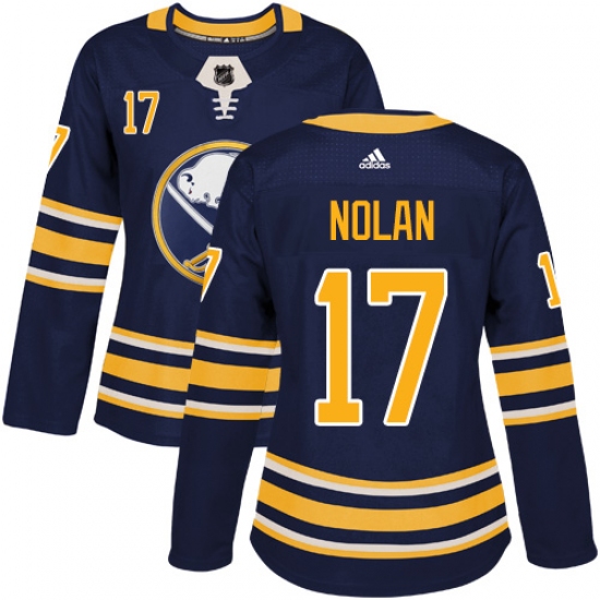 Women's Adidas Buffalo Sabres #17 Jordan Nolan Premier Navy Blue Home NHL Jersey - Ujersey