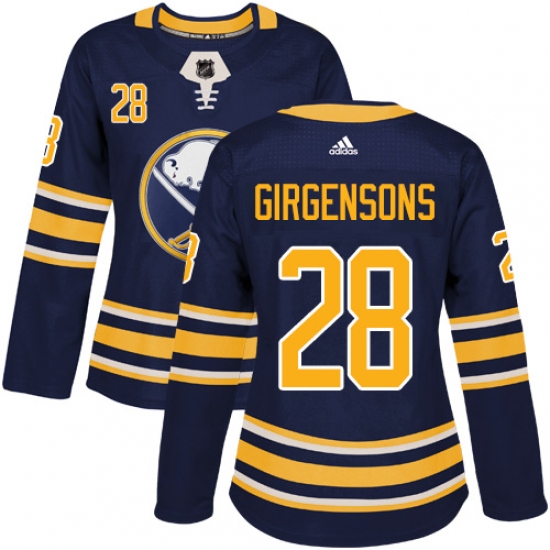 Women's Adidas Buffalo Sabres #28 Zemgus Girgensons Authentic Navy Blue Home NHL Jersey - Ujersey
