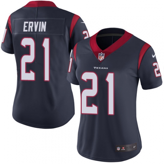 Women's Nike Houston Texans #21 Tyler Ervin Navy Blue Team Color Vapor Untouchable Limited Player NFL Jersey - Ujersey