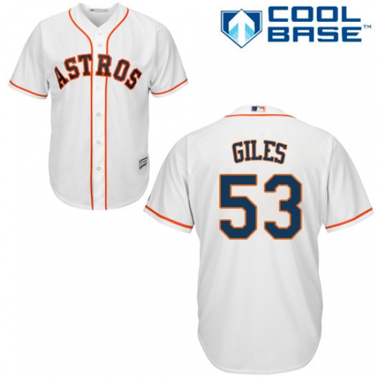 Youth Majestic Houston Astros #53 Ken Giles Authentic White Home Cool Base MLB Jersey - Ujersey
