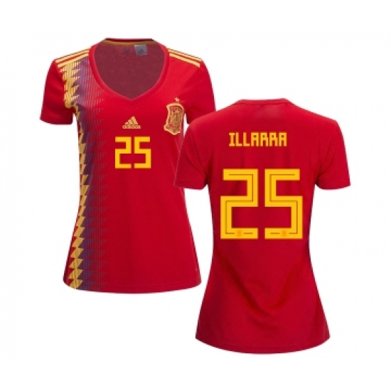 Women's Spain #25 Illarra Red Home Soccer Country Jersey