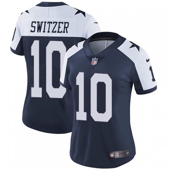 Women's Nike Dallas Cowboys #10 Ryan Switzer Navy Blue Throwback Alternate Vapor Untouchable Limited Player NFL Jersey - Ujersey