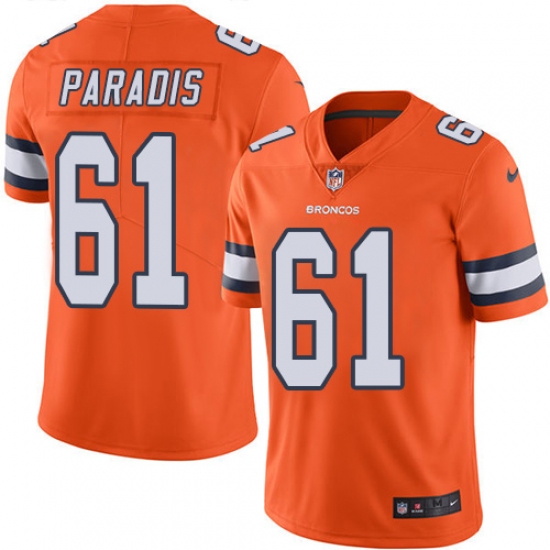 Youth Nike Denver Broncos #61 Matt Paradis Limited Orange Rush Vapor Untouchable NFL Jersey - Ujersey