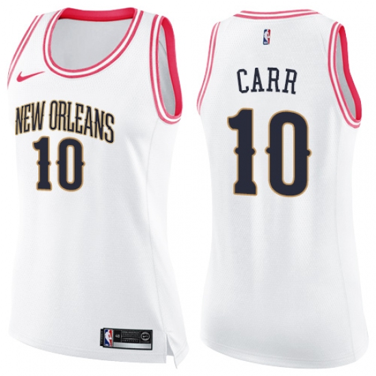 Women's Nike New Orleans Pelicans #10 Tony Carr Swingman White Pink Fashion NBA Jersey - Ujersey