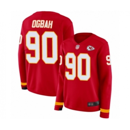 Women's Kansas City Chiefs #90 Emmanuel Ogbah Limited Red Therma Long Sleeve Football Jersey - Ujersey