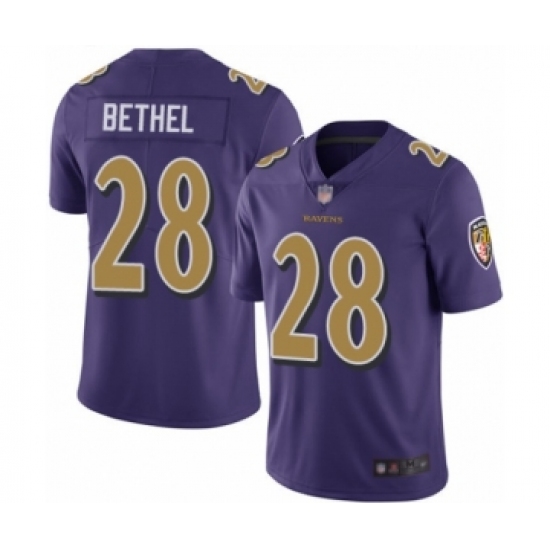 Men's Baltimore Ravens #28 Justin Bethel Limited Purple Rush Vapor Untouchable Football Jersey - Ujersey
