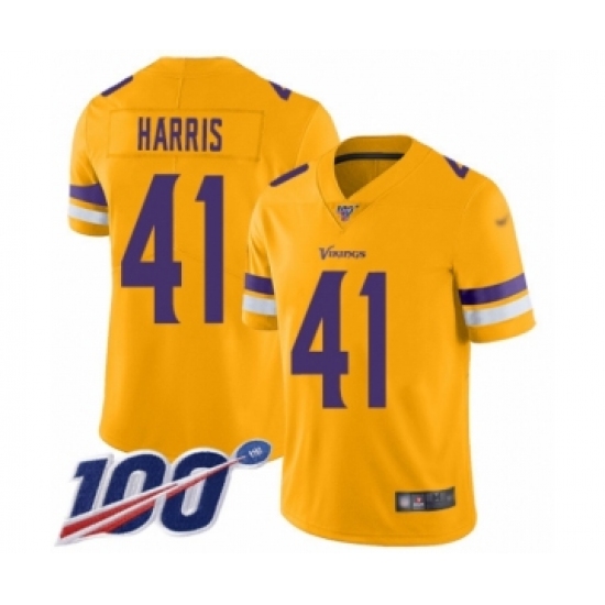 Youth Minnesota Vikings #41 Anthony Harris Limited Gold Inverted Legend 100th Season Football Jersey - Ujersey