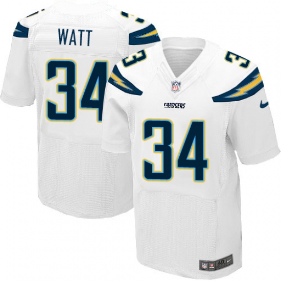 Men's Nike Los Angeles Chargers #34 Derek Watt Elite White NFL Jersey - Ujersey