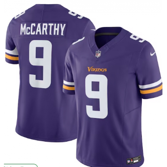 Men's Minnesota Vikings #9 J.J. McCarthy Nike Purple Player Game Jersey