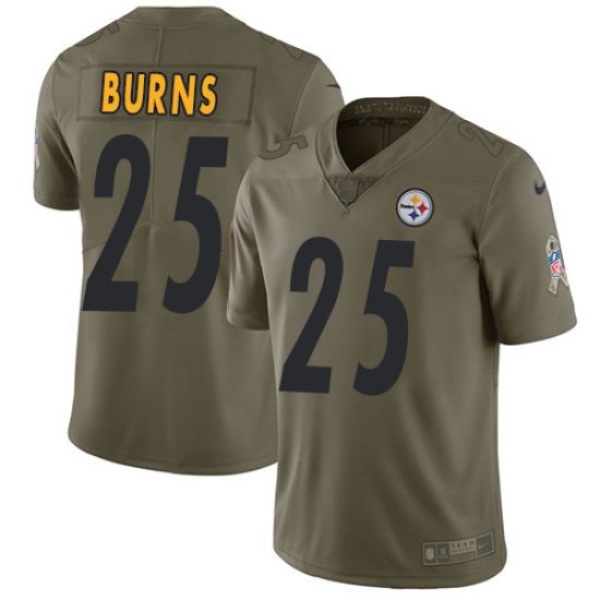 Youth Nike Pittsburgh Steelers #25 Artie Burns Limited Olive 2017 Salute to Service NFL Jersey - Ujersey