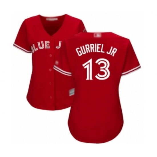 Women's Toronto Blue Jays #13 Lourdes Gurriel Jr. Authentic Scarlet Alternate Baseball Player Jersey